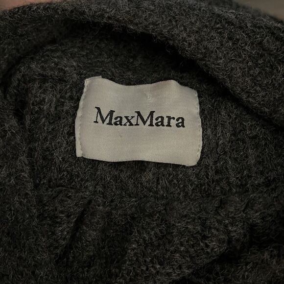 Max Mara Wool Vest Y2K Knit Mock Neck Open Sweater Sleeveless Cardigan Gray L - Picture 12 of 16